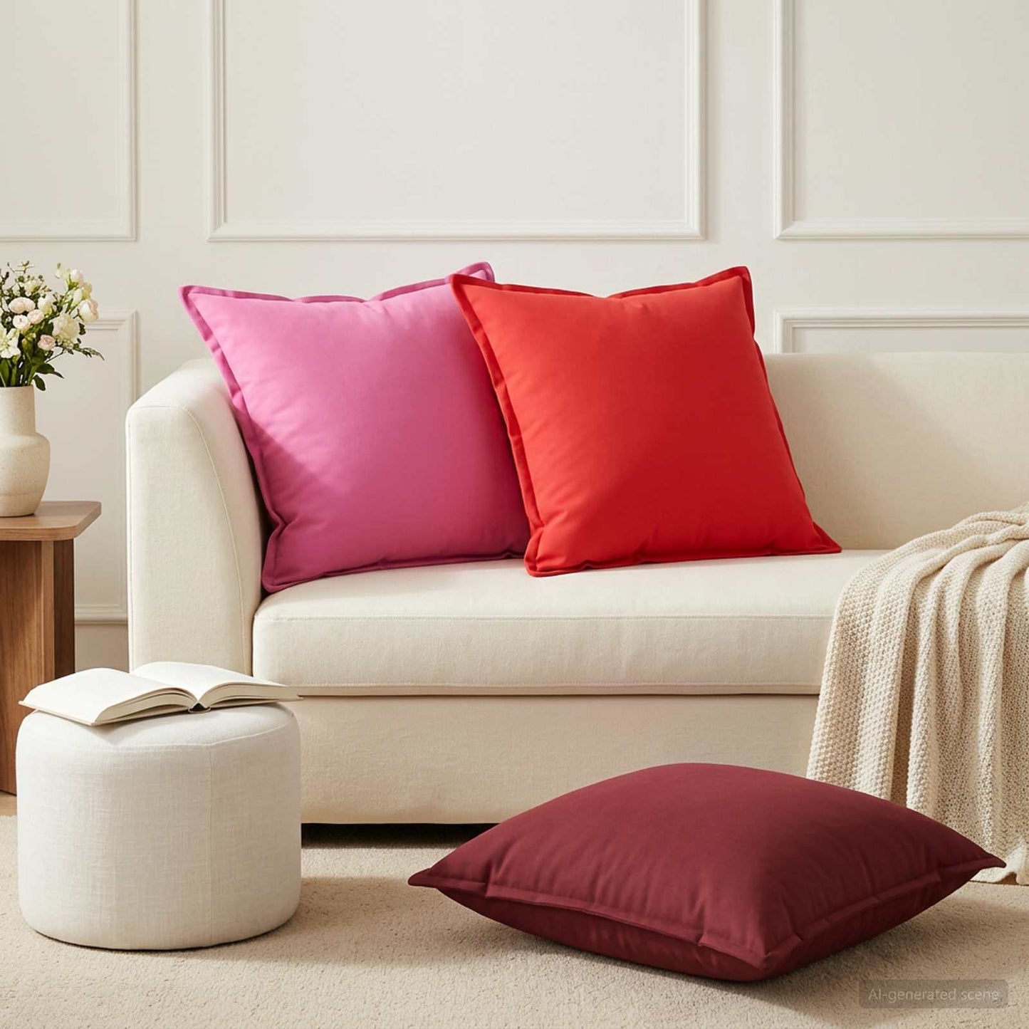 Federa 6 pz HOUTEN Rosso Vino 60 x 60 cm Poliestere