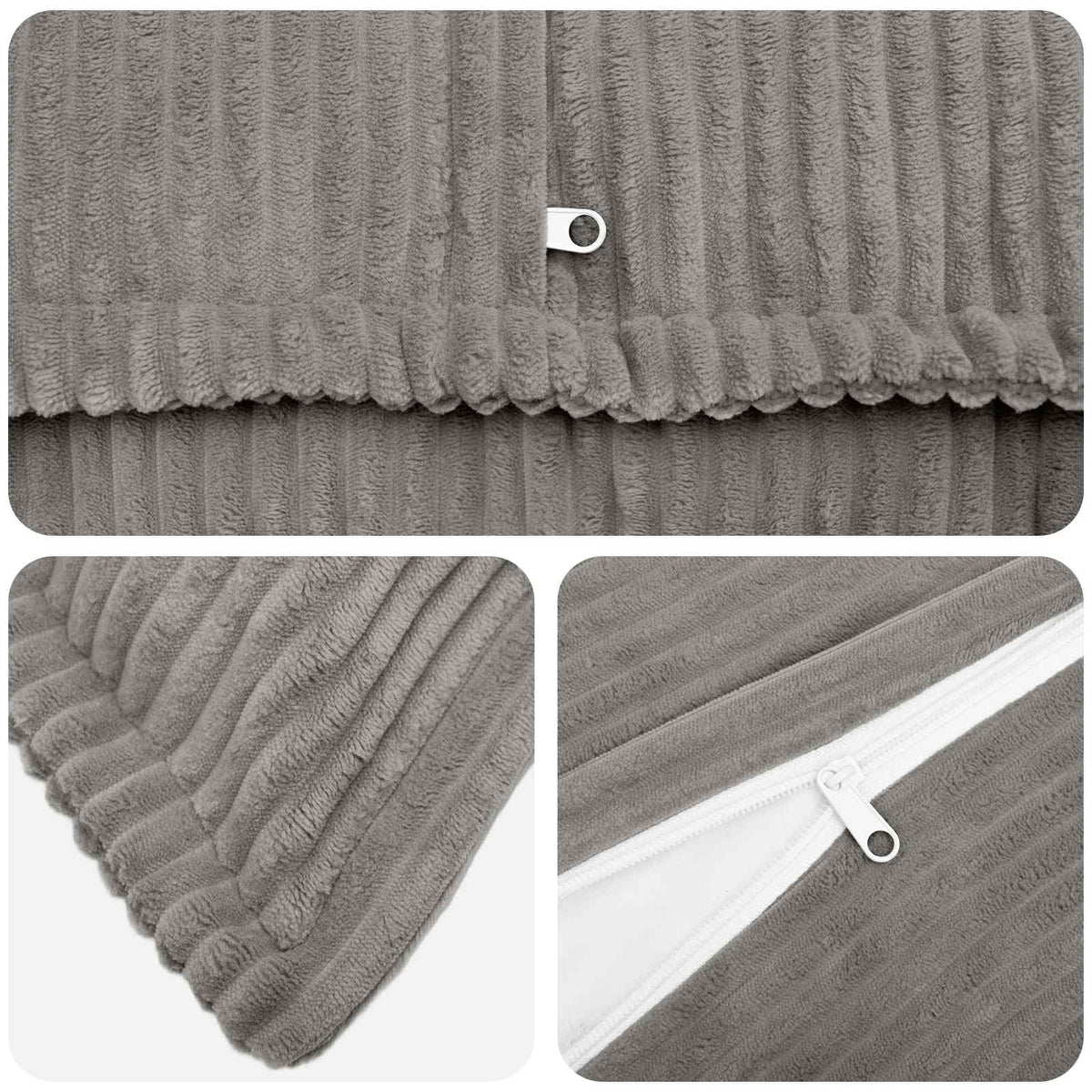 Federa 2 pz HOUTEN Grigio Chiaro 65 x 65 cm corduroy | homemem39