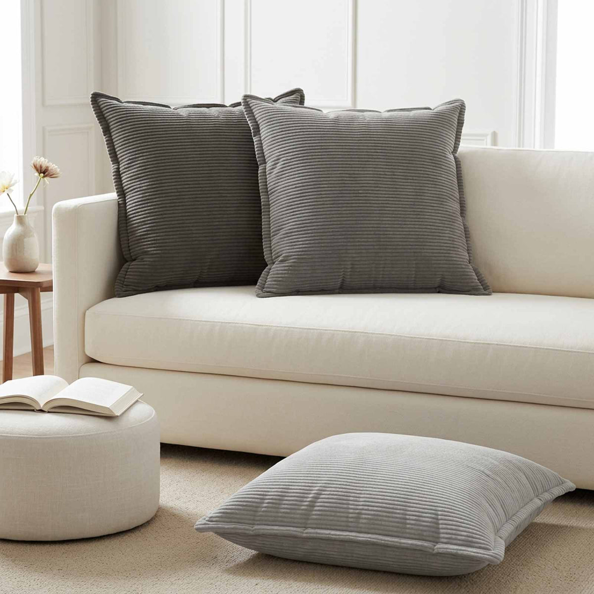Federa 6 pz HOUTEN Grigio Scuro 80 x 80 cm corduroy