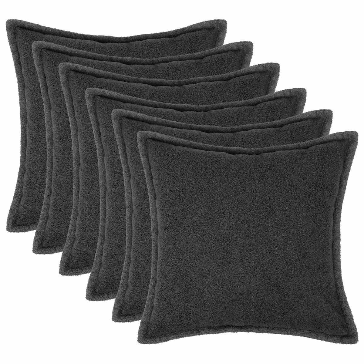 Federa 6 pcs HOUTEN Grigio Scuro 65 x 65 cm Bouclé