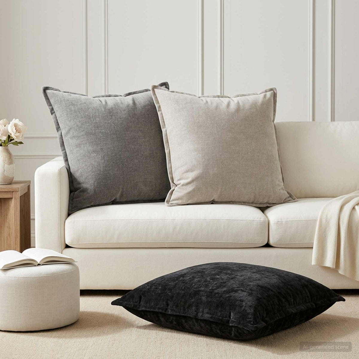 Federa 2 pz HOUTEN Grigio Chiaro 65 x 65 cm Tessuto Chenille