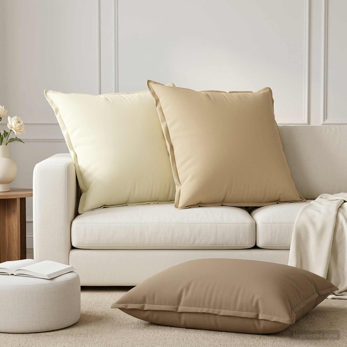 Federa 6 pz HOUTEN Beige 80 x 80 cm Poliestere