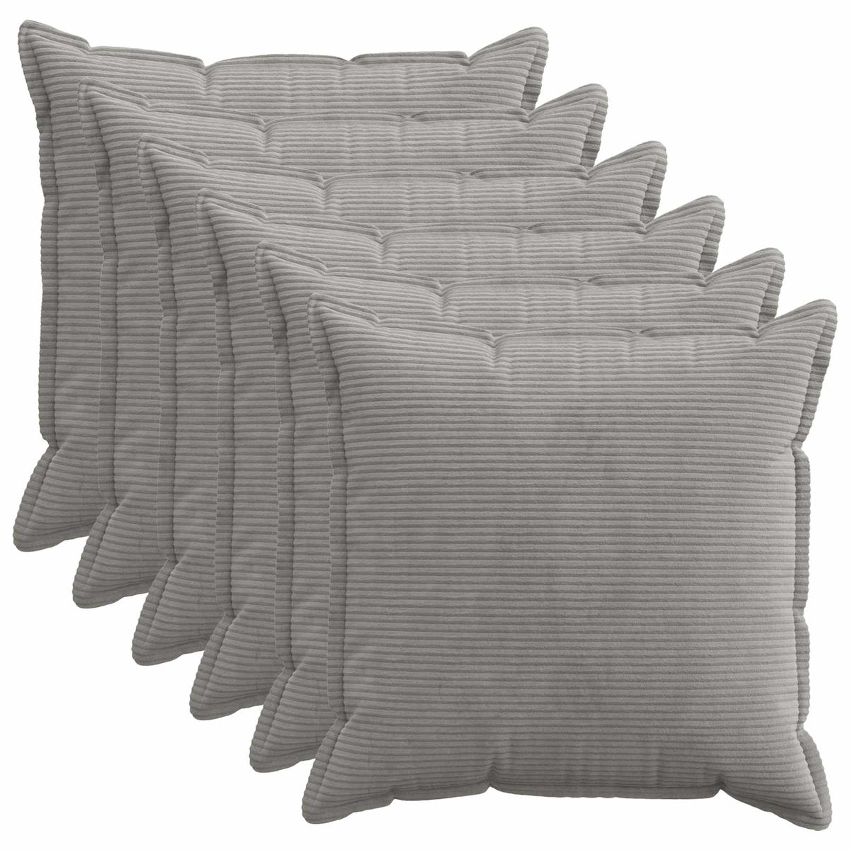 Federa 6 pz HOUTEN Grigio Chiaro 70 x 70 cm corduroy | homemem39