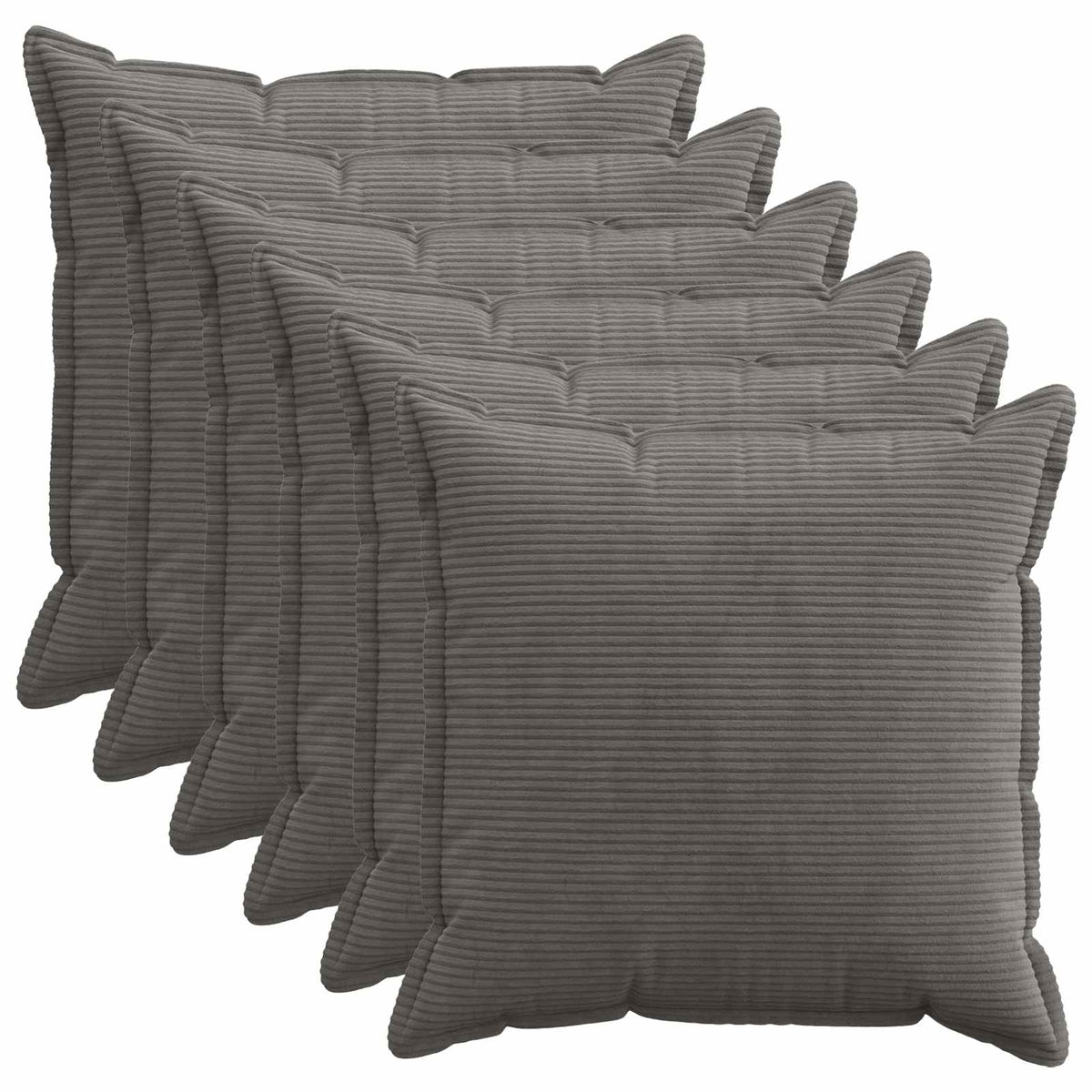 Federa 6 pz HOUTEN Grigio Scuro 80 x 80 cm corduroy | homemem39