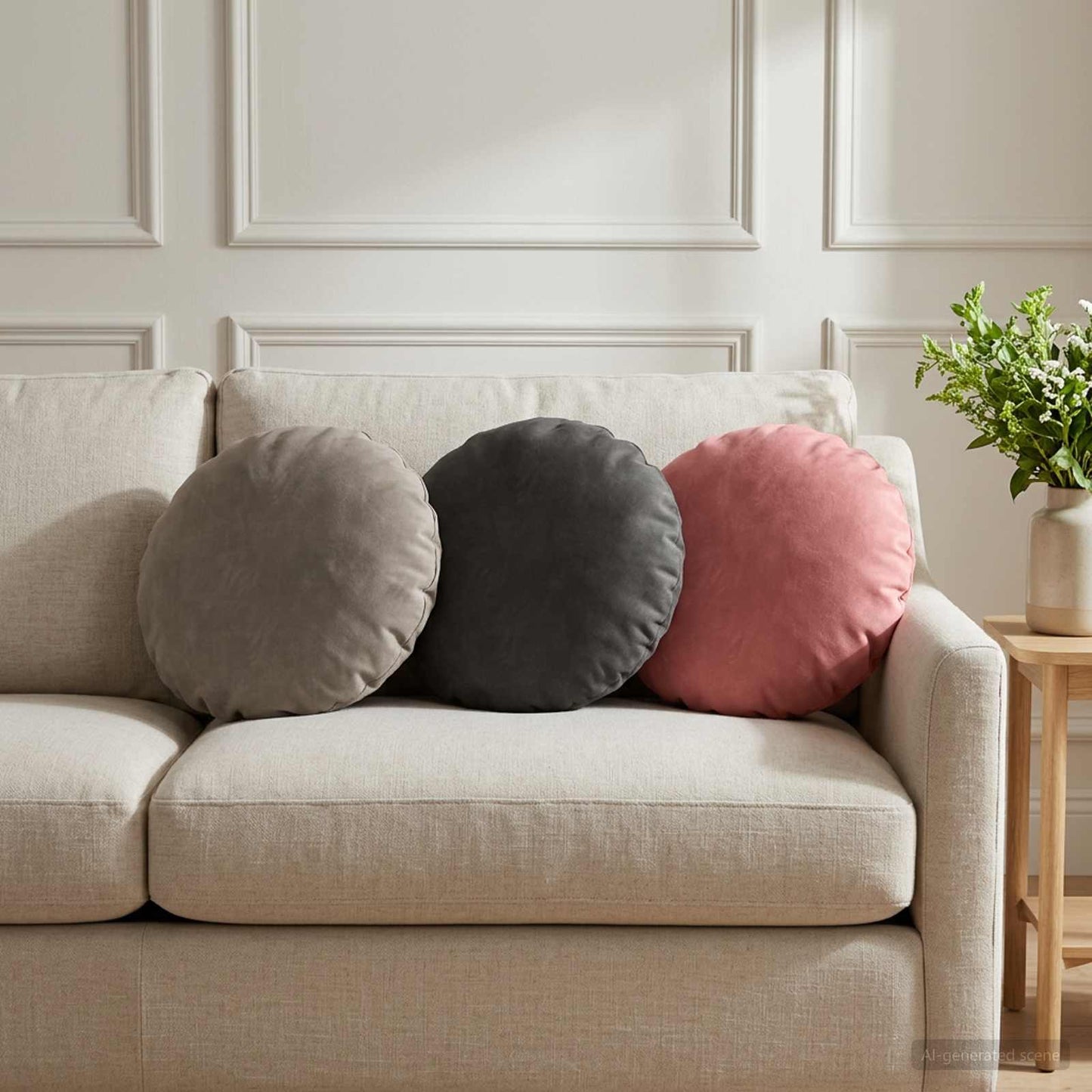 Federa 2 pcs HEERLEN Grigio Scuro Ø 40 cm Velluto