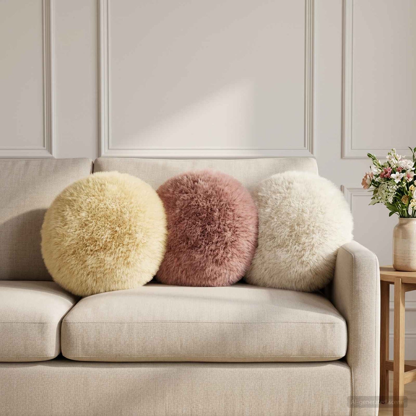 Cuscino con cuscino HEERLEN 2 pz Bianco Fleece PV | homemem39
