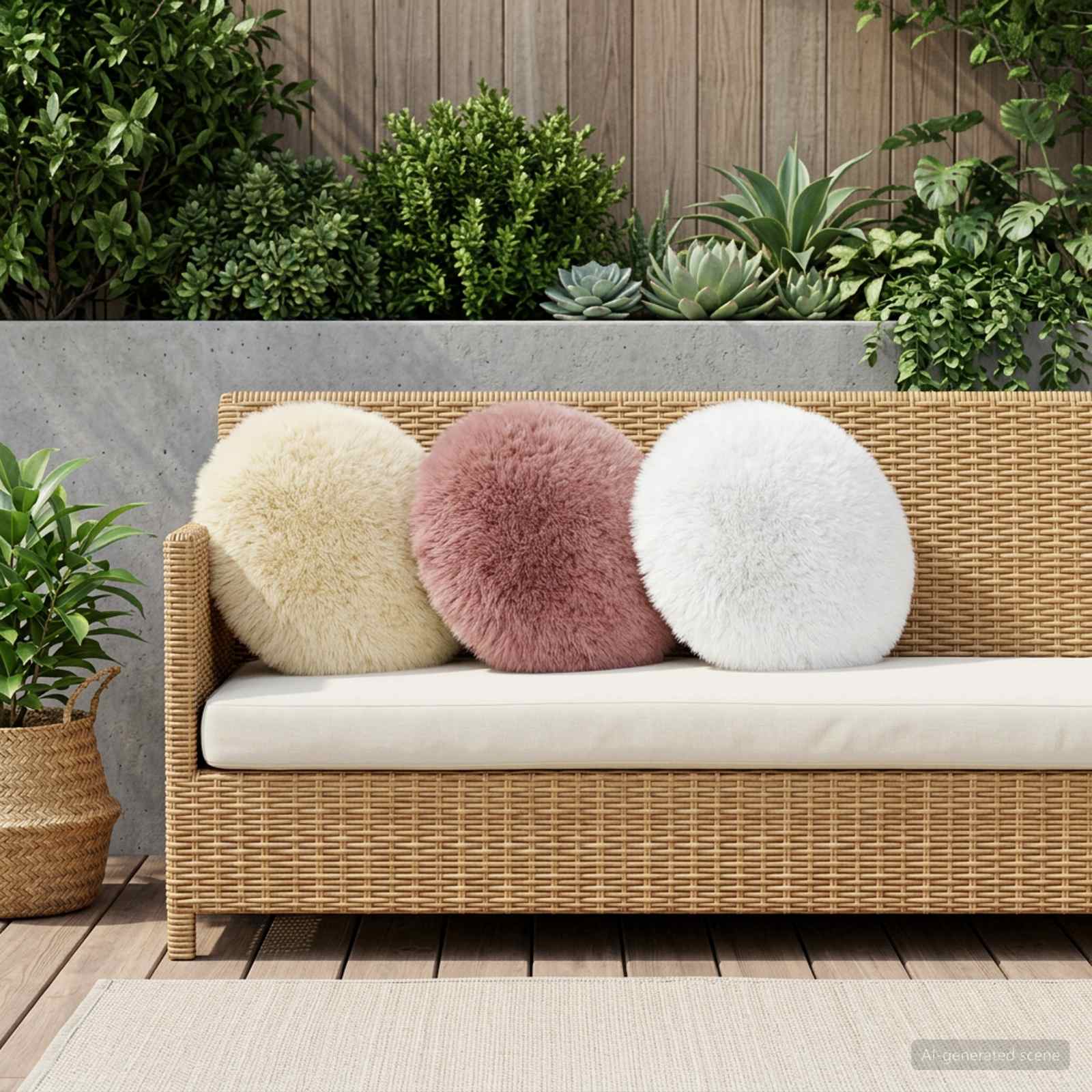 Cuscino con cuscino HEERLEN 2 pz Bianco Fleece PV | homemem39