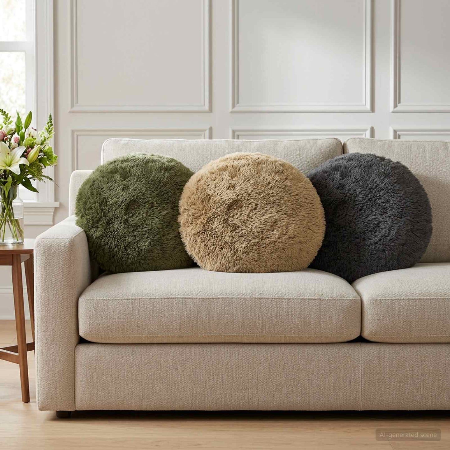 Federa 6 pcs HEERLEN Grigio Chiaro Ø 40 cm Fleece PV