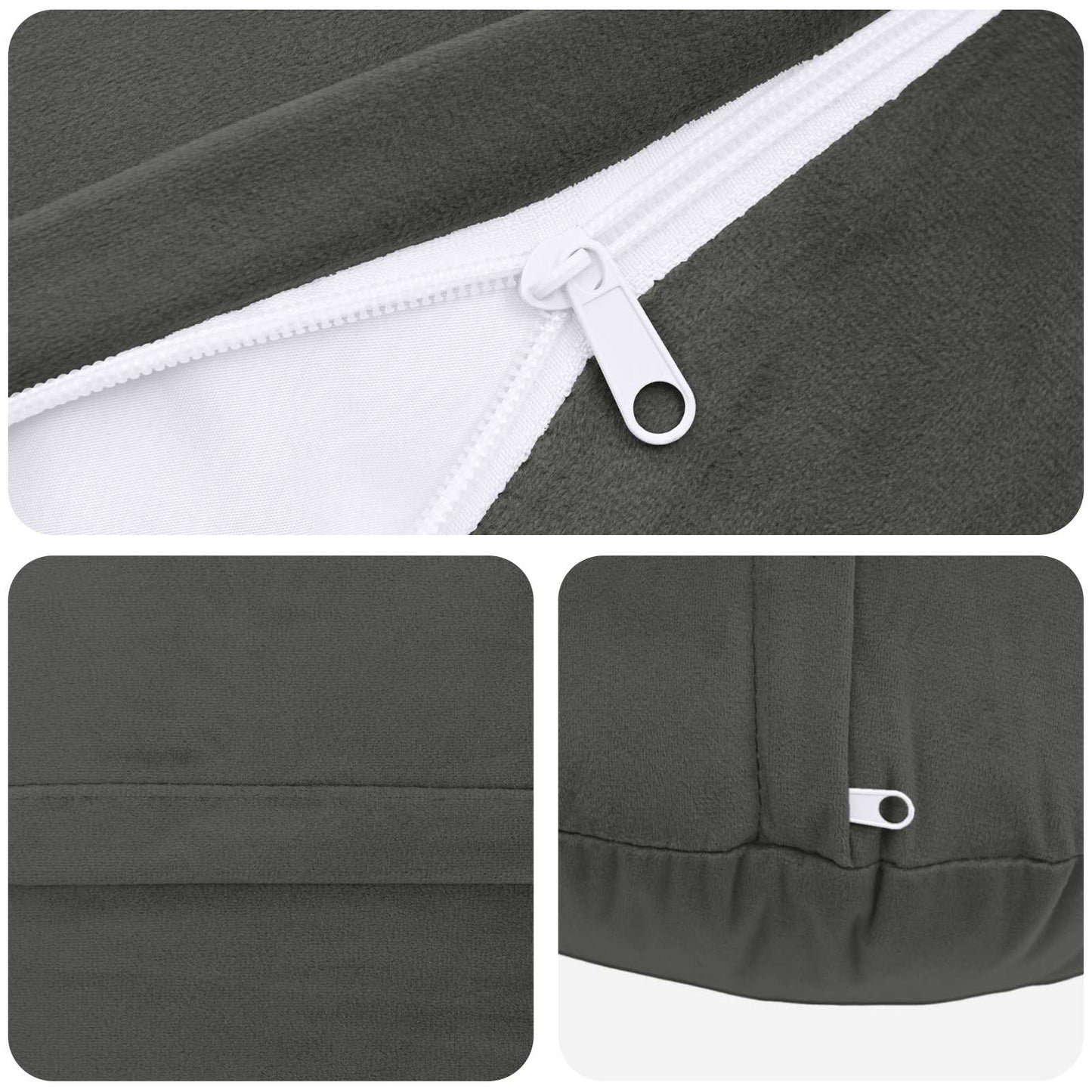 Federa 2 pcs HEERLEN Grigio Scuro Ø 40 cm Velluto