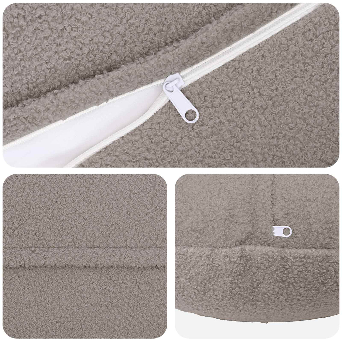 Federa 2 pcs HEERLEN Grigio Chiaro Ø 40 cm Bouclé | homemem39