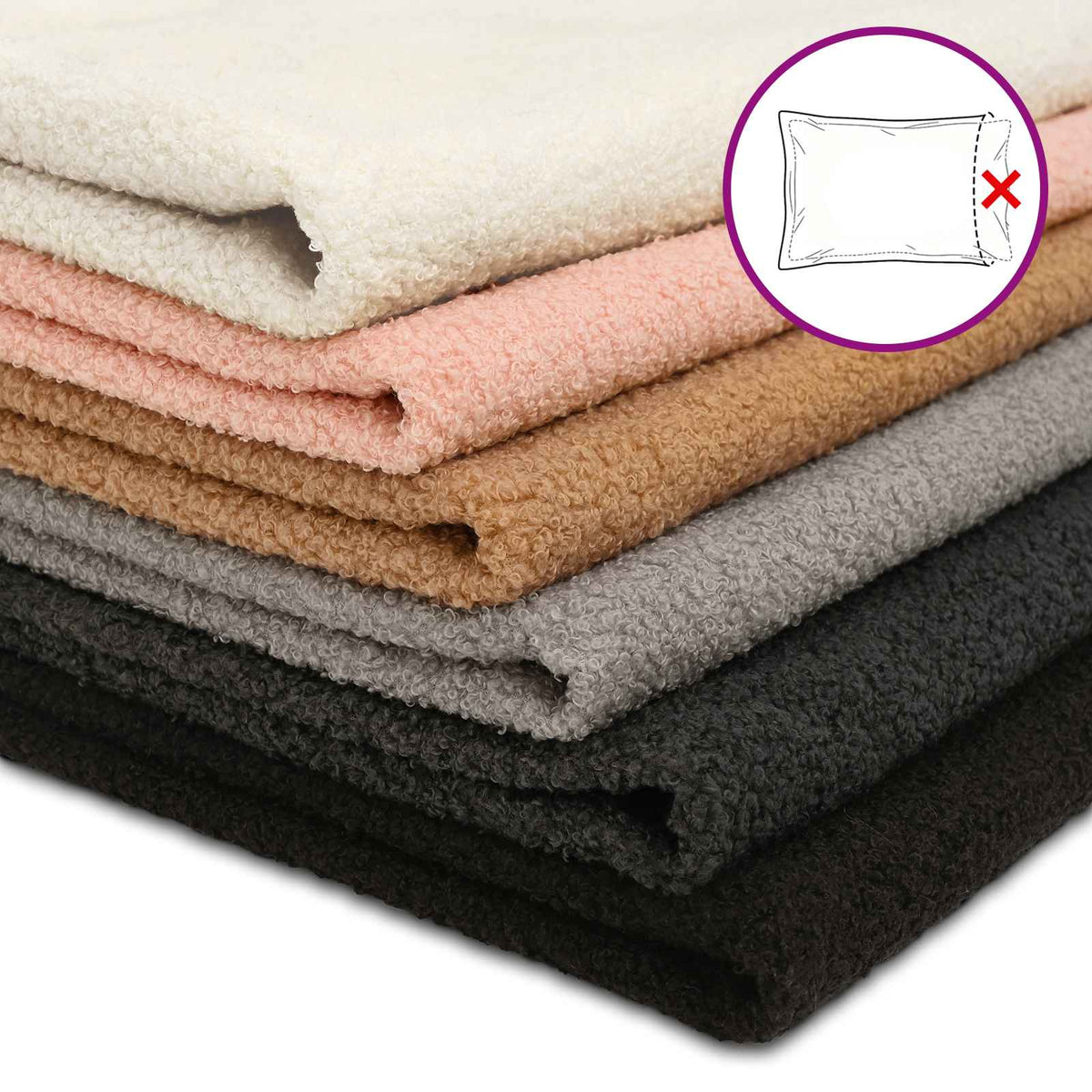 Federa 2 pcs HEERLEN Grigio Chiaro Ø 40 cm Bouclé | homemem39