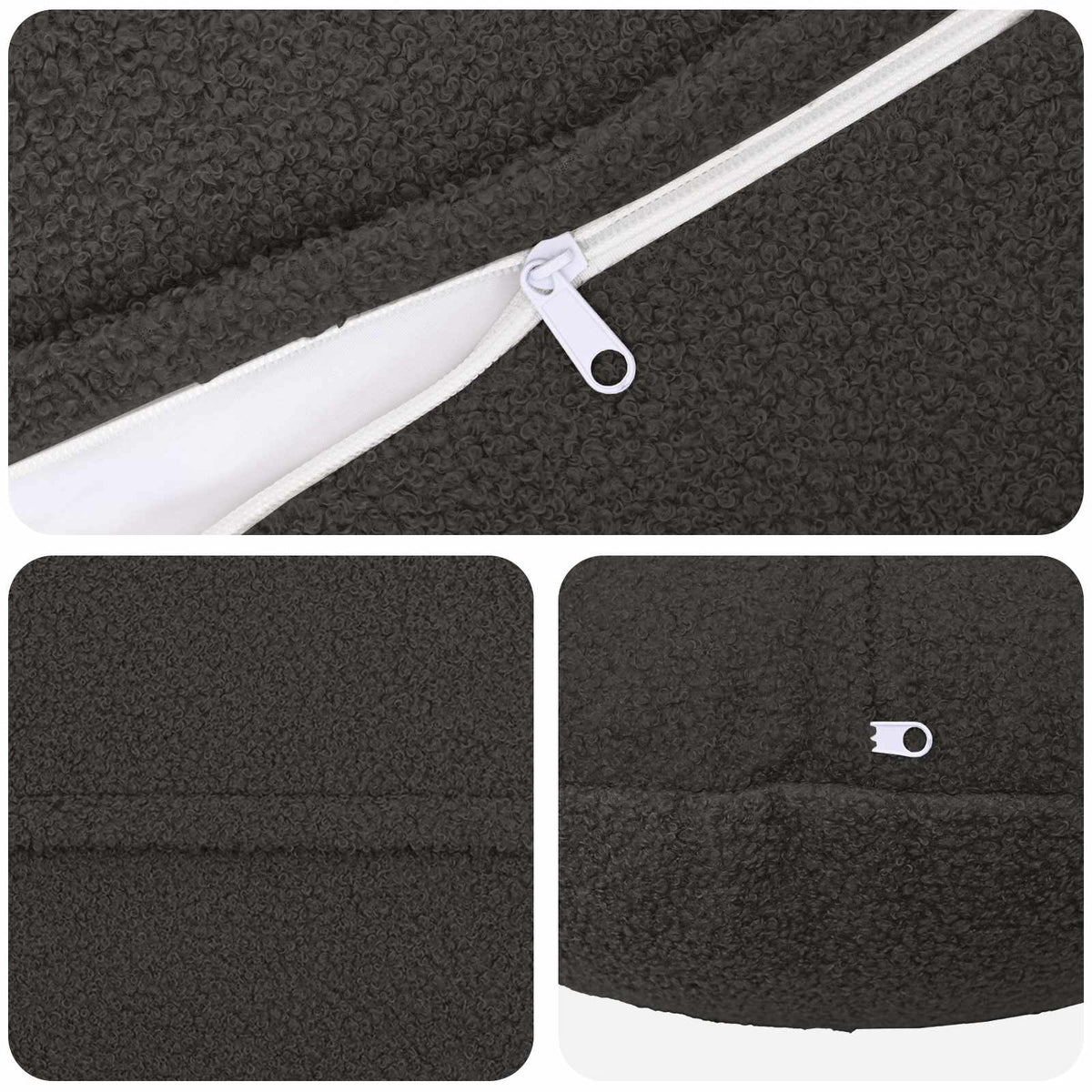 Federa 2 pcs HEERLEN Grigio Scuro Ø 40 cm Bouclé | homemem39