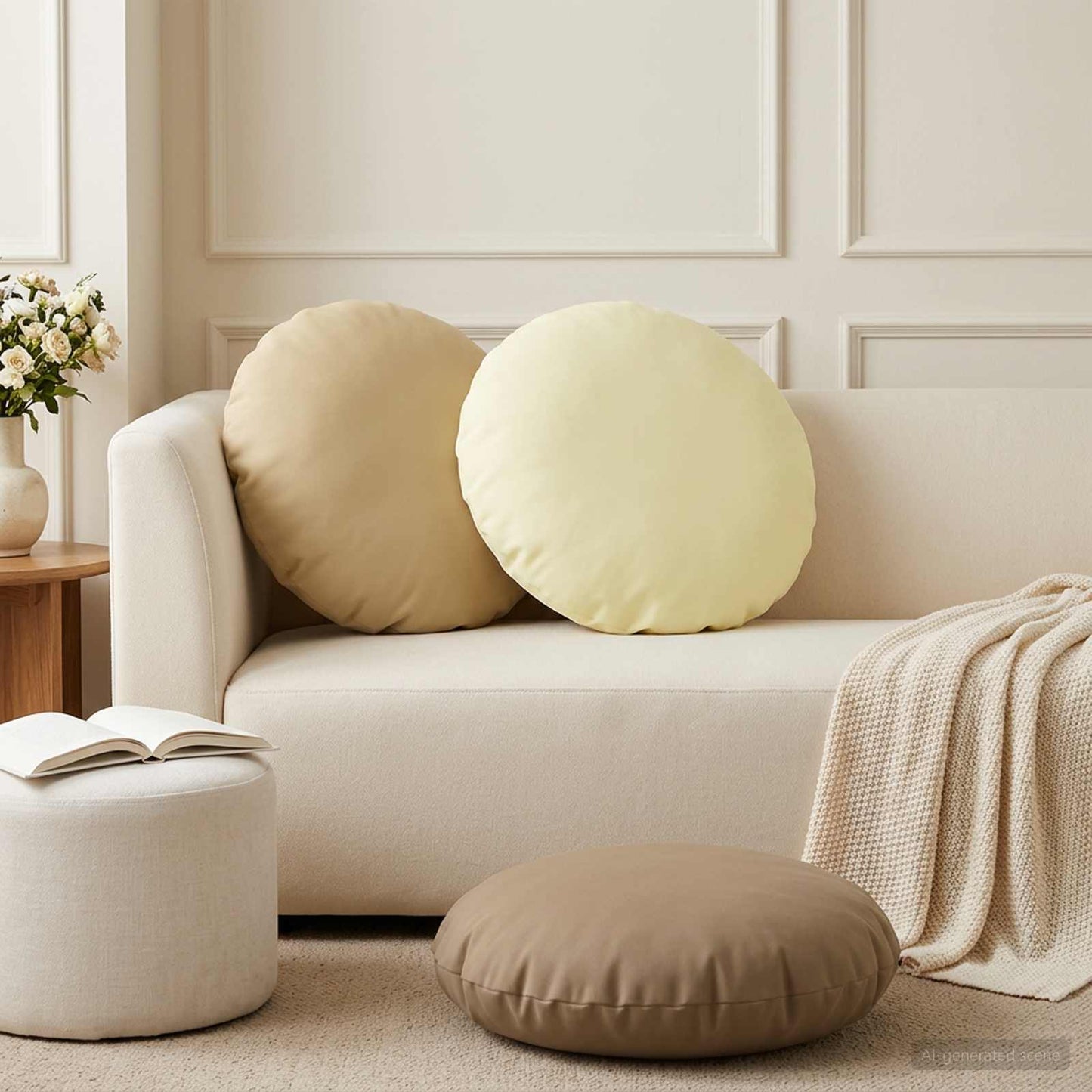 Federa 2 pcs HEERLEN Crema Ø 60 cm Poliestere