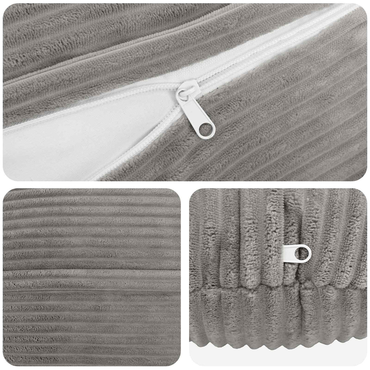 Federa 6 pcs HEERLEN Grigio Chiaro Ø 60 cm corduroy | homemem39