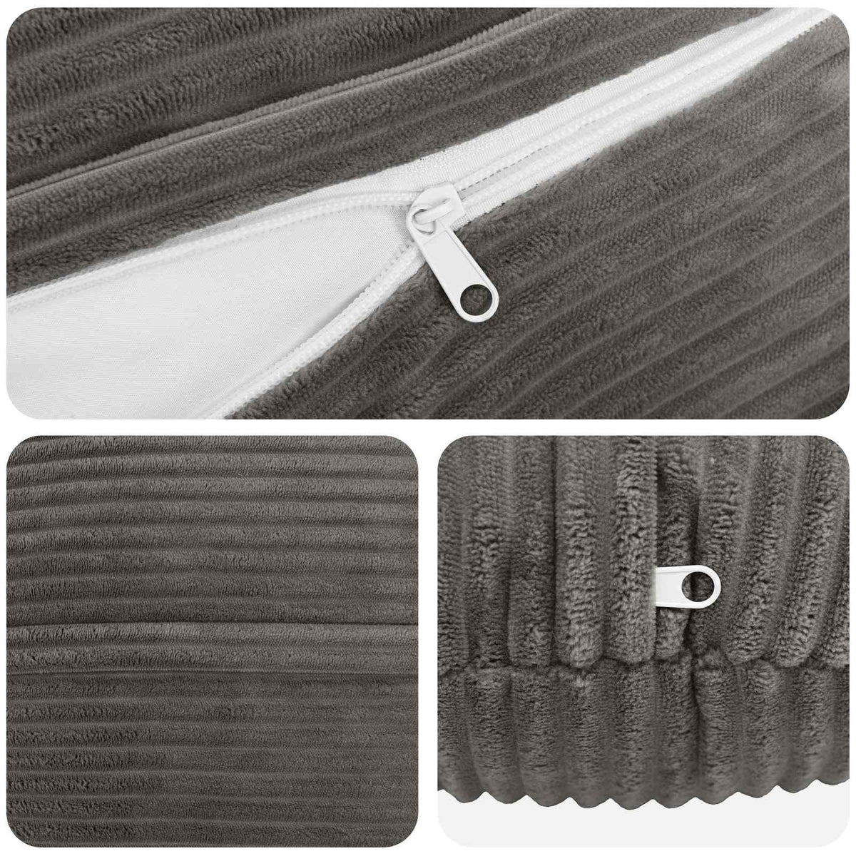 Federa 2 pcs HEERLEN Grigio Scuro Ø 60 cm corduroy | homemem39