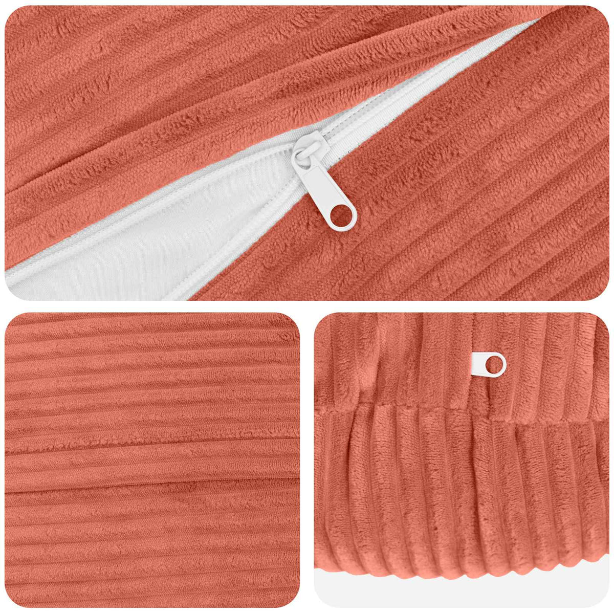 Federa 6 pcs HEERLEN Rosso Arancio Ø 60 cm corduroy