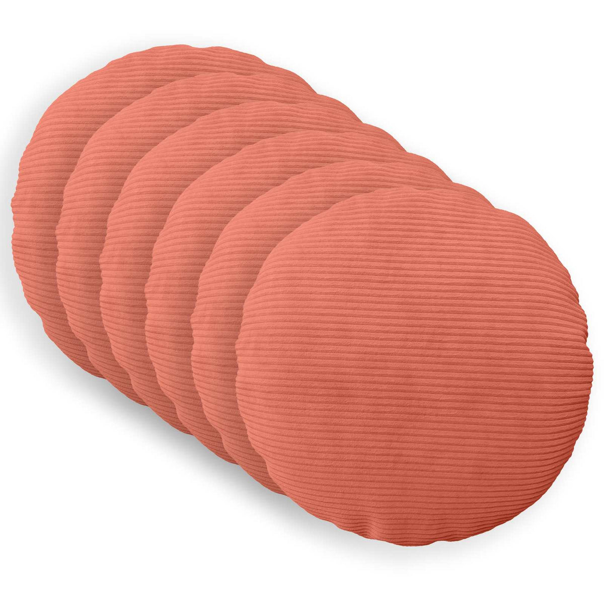 Federa 6 pcs HEERLEN Rosso Arancio Ø 60 cm corduroy