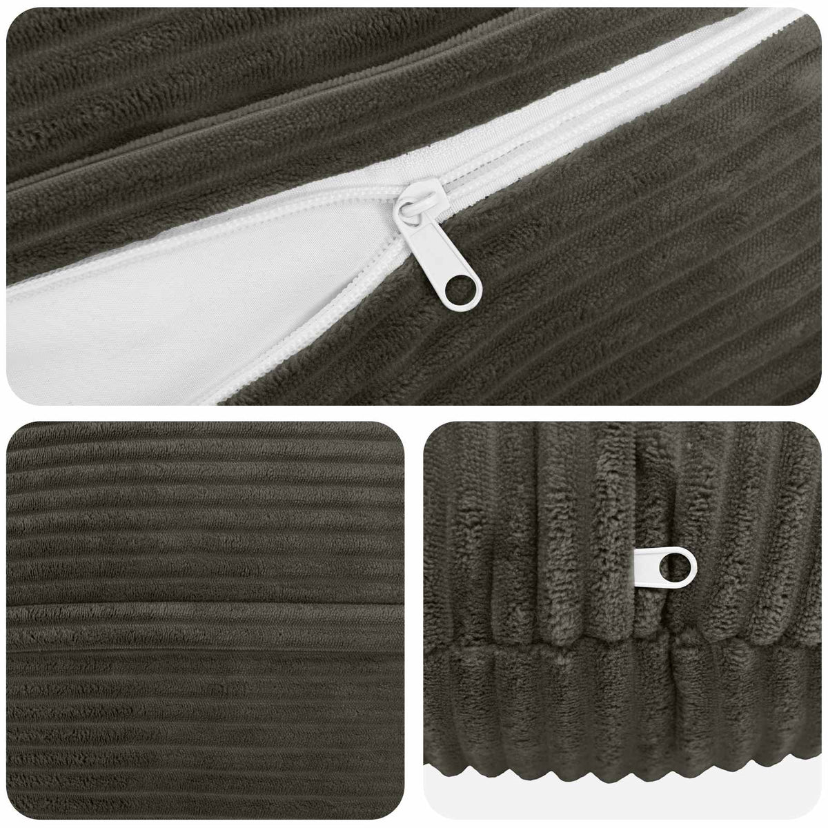 Federa 6 pcs HEERLEN Antracite Ø 60 cm corduroy | homemem39