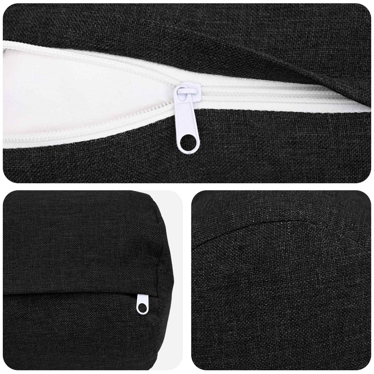 Federa 6 pz HEERLEN Nero Ø 15 x 40 cm Tessuto | homemem39