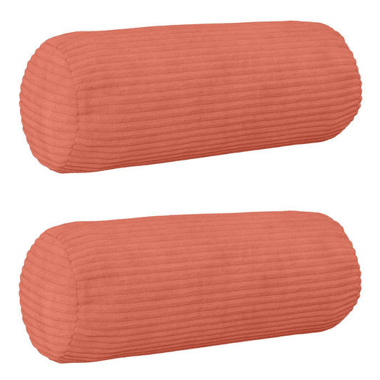 Federa 2 pcs HEERLEN Rosso Arancio Ø 15 x 40 cm corduroy | homemem39