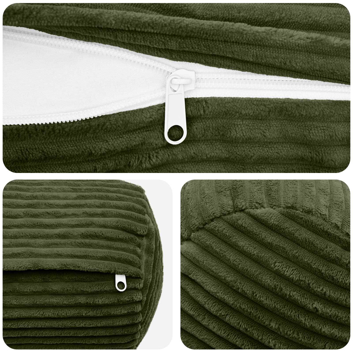 Federa 6 pcs HEERLEN Verde Ø 15 x 40 cm corduroy | homemem39