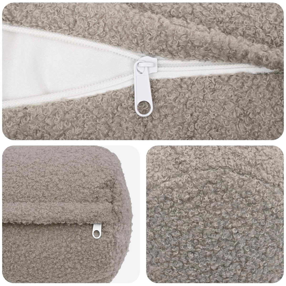Federa 6 pcs HEERLEN Grigio Chiaro Ø 15 x 40 cm Bouclé | homemem39