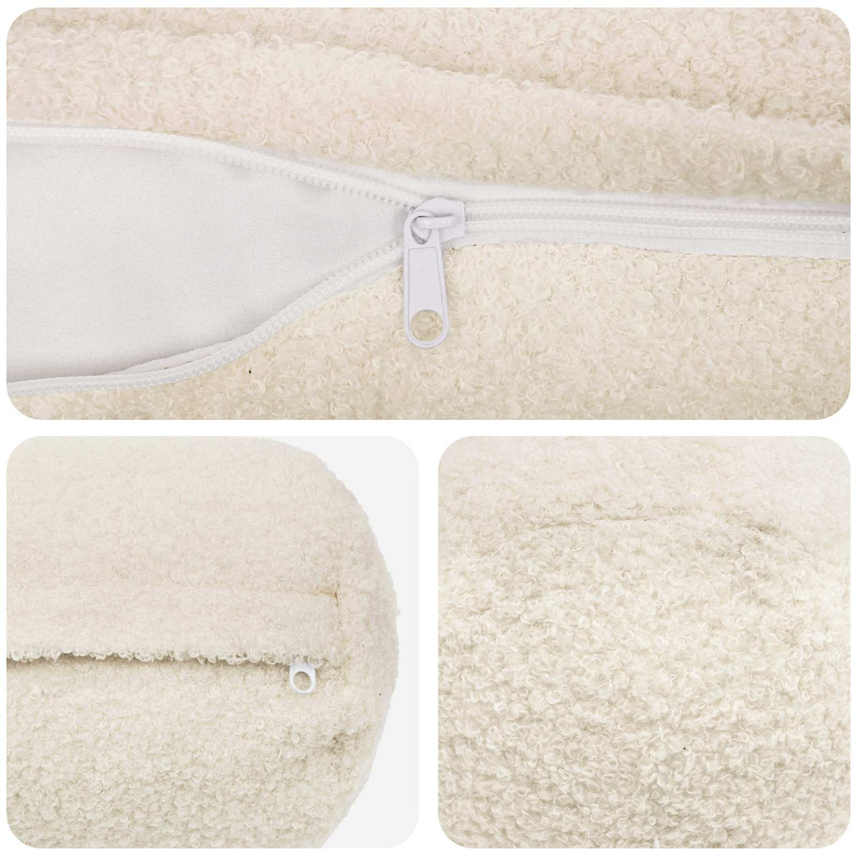 Federa 2 pcs HEERLEN Crema Ø 15 x 40 cm Bouclé | homemem39
