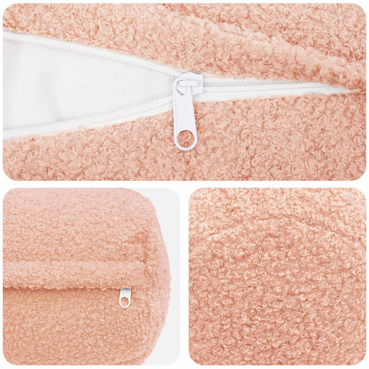 Federa 6 pcs HEERLEN Rosa Ø 15 x 40 cm Bouclé | homemem39