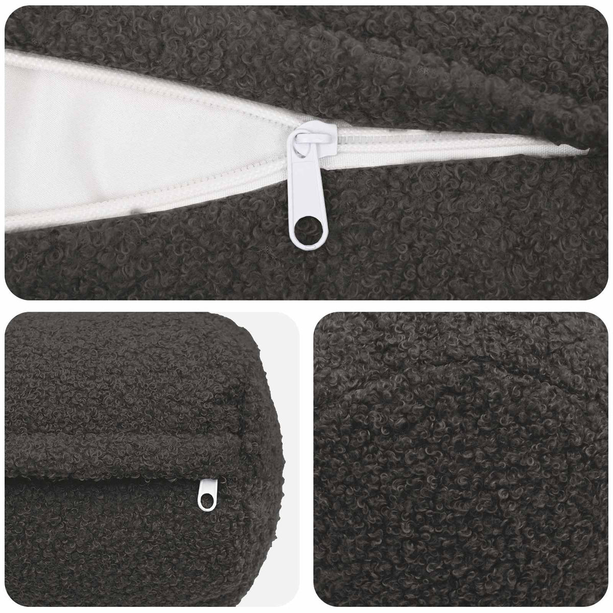 Federa 2 pcs HEERLEN Grigio Scuro Ø 15 x 40 cm Bouclé | homemem39