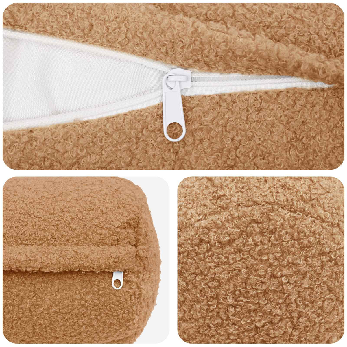 Federa 6 pcs HEERLEN Beige Ø 15 x 40 cm Bouclé | homemem39