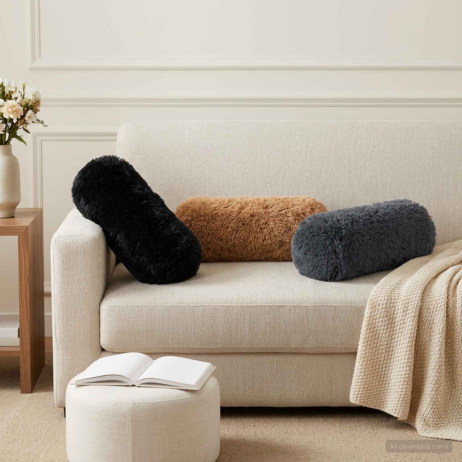 Cuscino con cuscino HEERLEN 2 pz Tortora Fleece PV | homemem39
