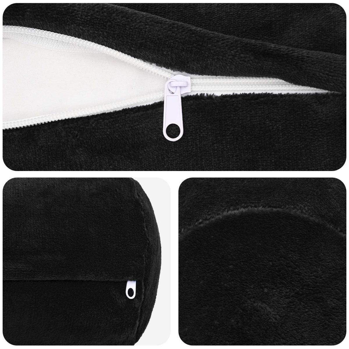 Federa 6 pcs HEERLEN Nero Ø 15 x 40 cm Flanella | homemem39