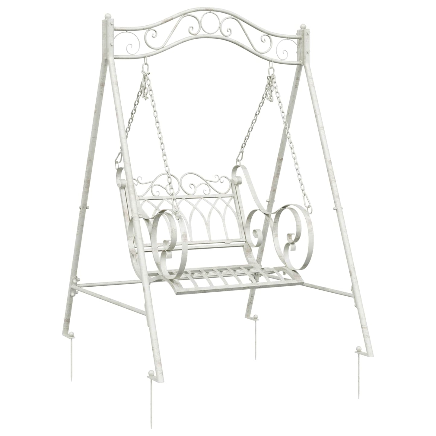 Panchina a Dondolo Acciaio 113 x 121,5 x 168 cm Bianco Antico | homemem39