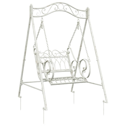Panchina a Dondolo Acciaio 113 x 121,5 x 168 cm Bianco Antico | homemem39