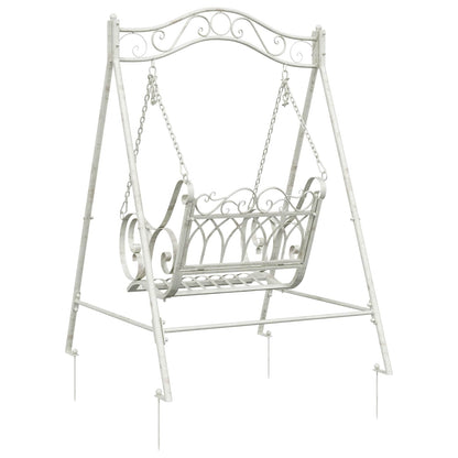 Panchina a Dondolo Acciaio 113 x 121,5 x 168 cm Bianco Antico | homemem39