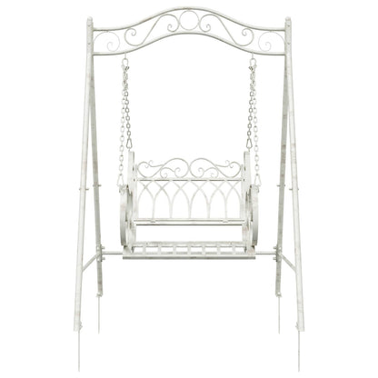 Panchina a Dondolo Acciaio 113 x 121,5 x 168 cm Bianco Antico | homemem39