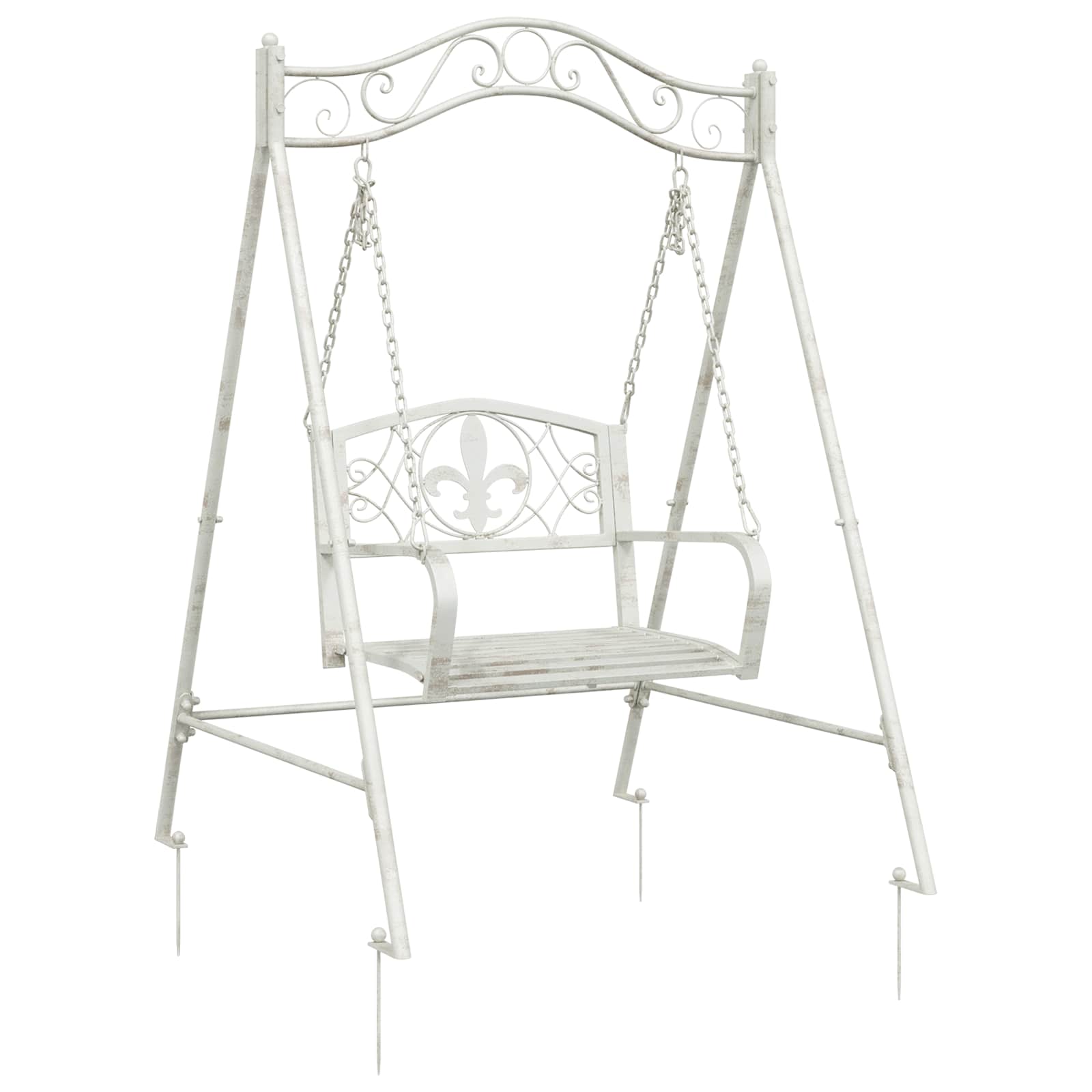 Panchina a Dondolo Acciaio 113 x 121,5 x 168 cm Bianco Antico | homemem39