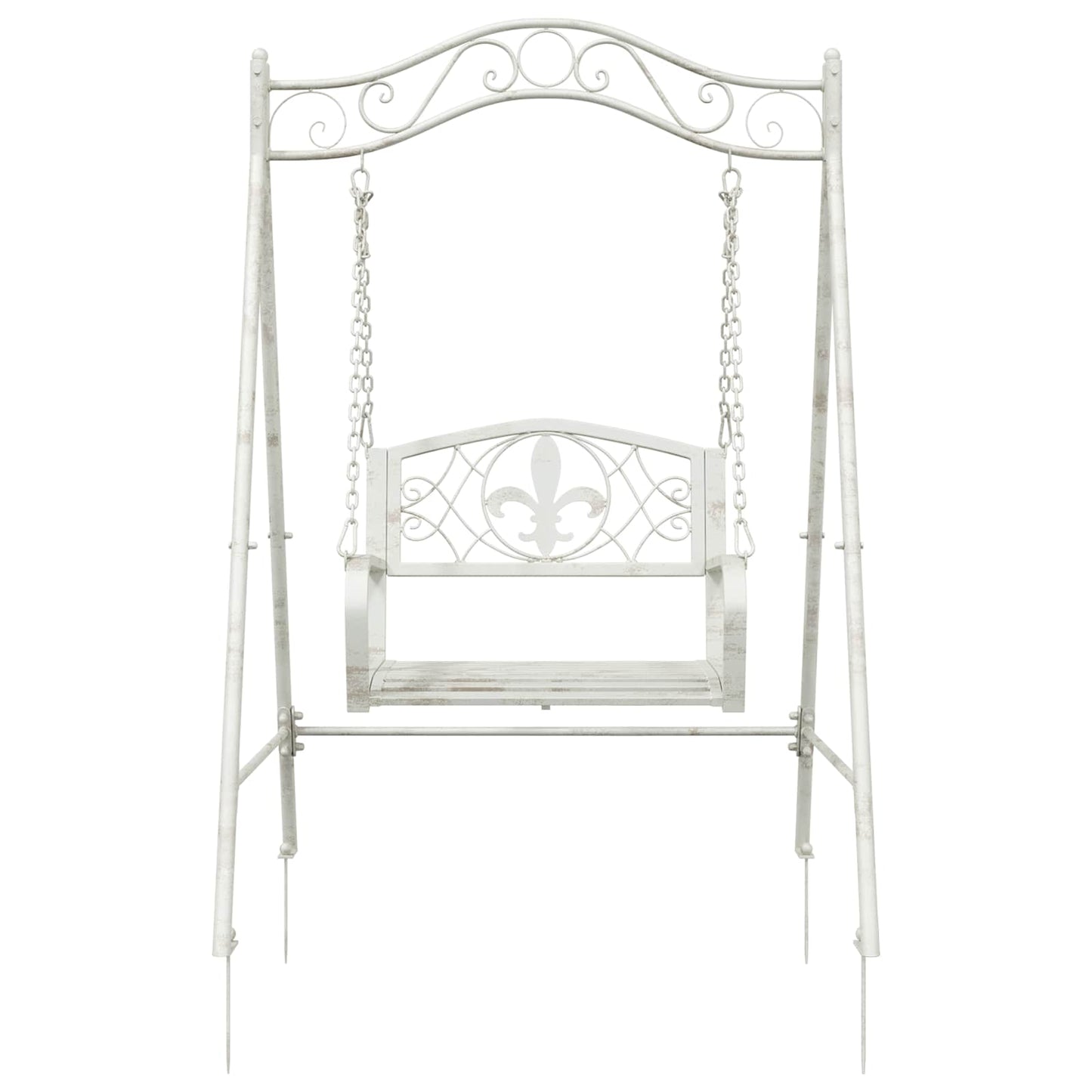 Panchina a Dondolo Acciaio 113 x 121,5 x 168 cm Bianco Antico | homemem39