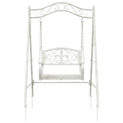 Panchina a Dondolo Acciaio 113 x 121,5 x 168 cm Bianco Antico | homemem39