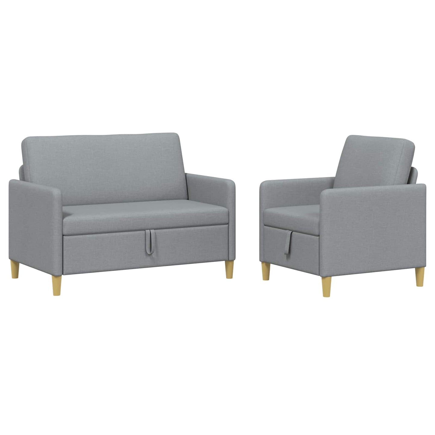 Set di Divani con Storage 2 pcs Grigio Chiaro Poliestere | homemem39