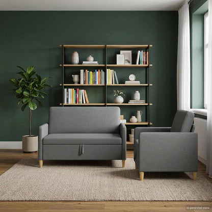 Set di Divani con Storage 2 pcs Grigio Scuro Poliestere | homemem39