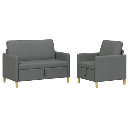 Set di Divani con Storage 2 pcs Grigio Scuro Poliestere | homemem39