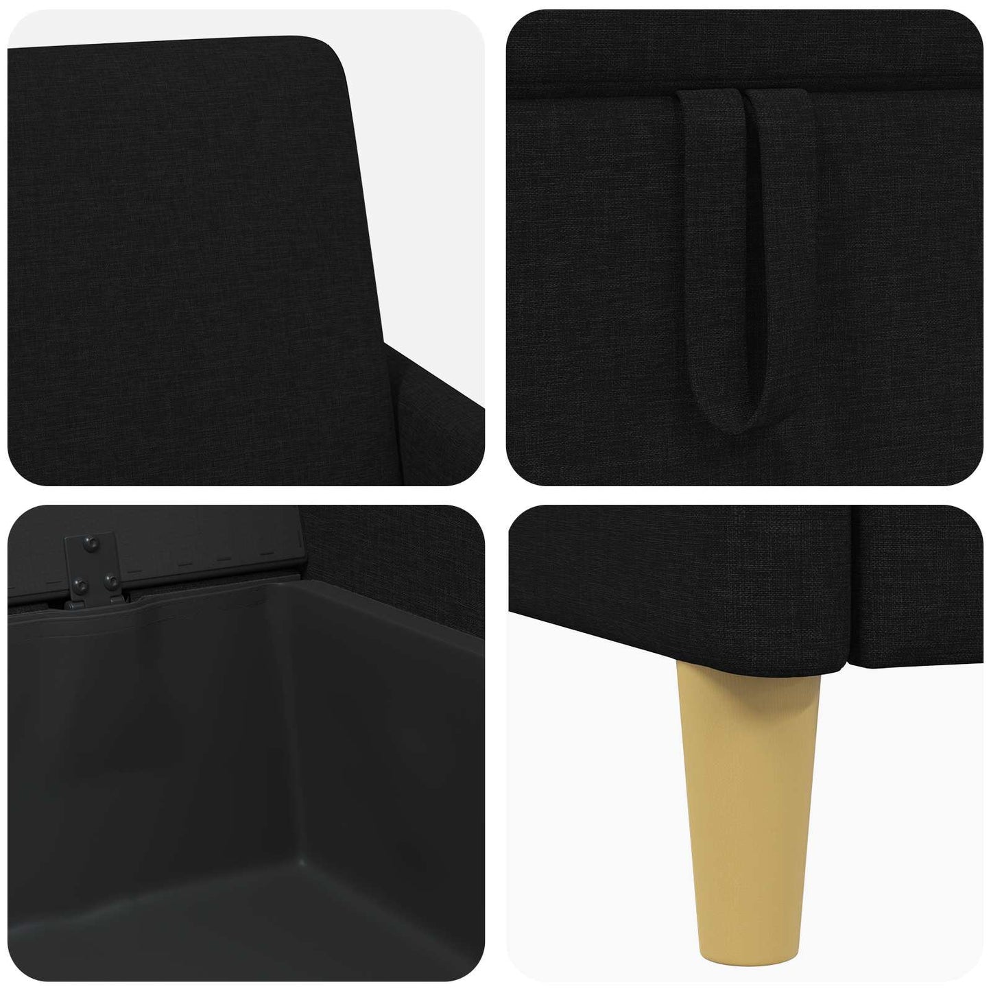 Set di Divani con Storage 2 pcs Nero Poliestere | homemem39