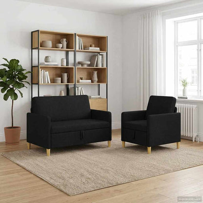 Set di Divani con Storage 2 pcs Nero Poliestere | homemem39