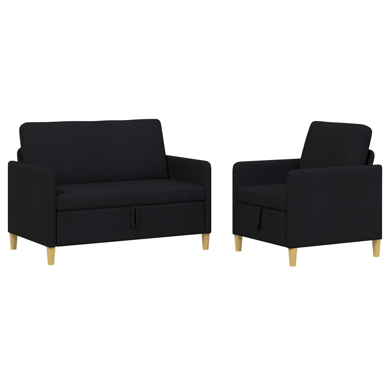 Set di Divani con Storage 2 pcs Nero Poliestere | homemem39