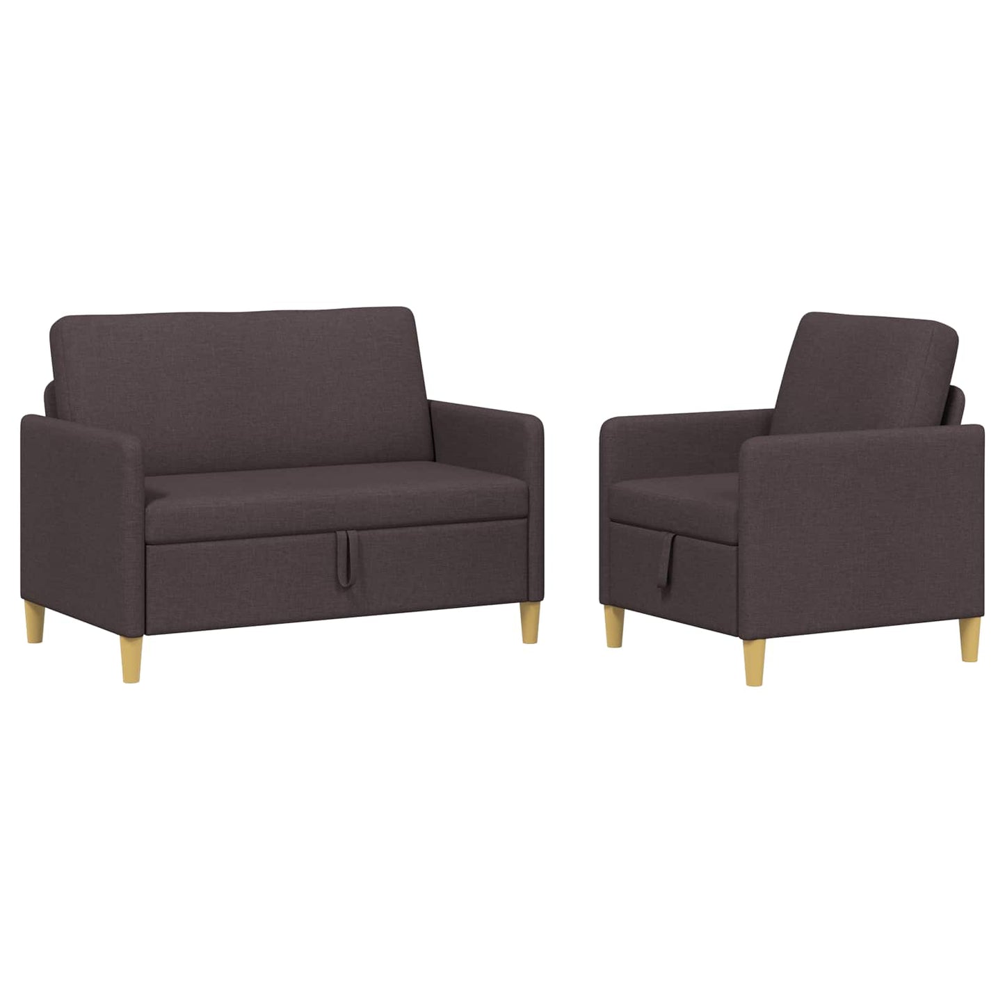 Set di Divani con Storage 2 pcs Marrone Scuro Poliestere | homemem39