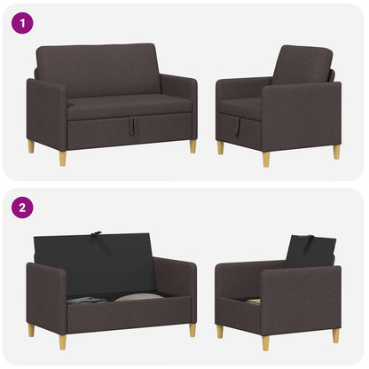 Set di Divani con Storage 2 pcs Marrone Scuro Poliestere | homemem39