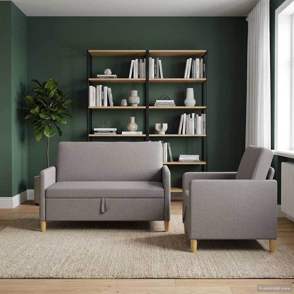 Set di Divani con Storage 2 pcs Tortora Poliestere | homemem39