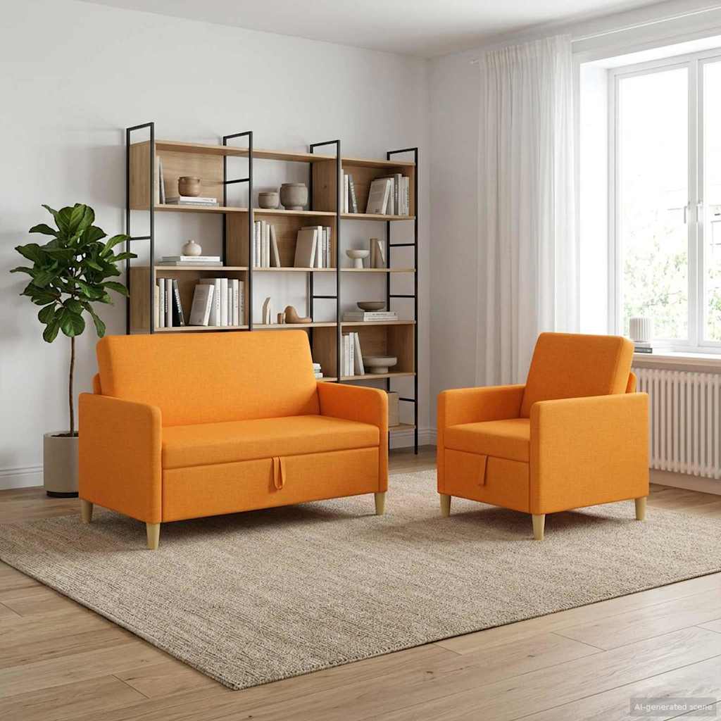 Set di Divani con Storage 2 pcs Giallo Scuro Poliestere | homemem39