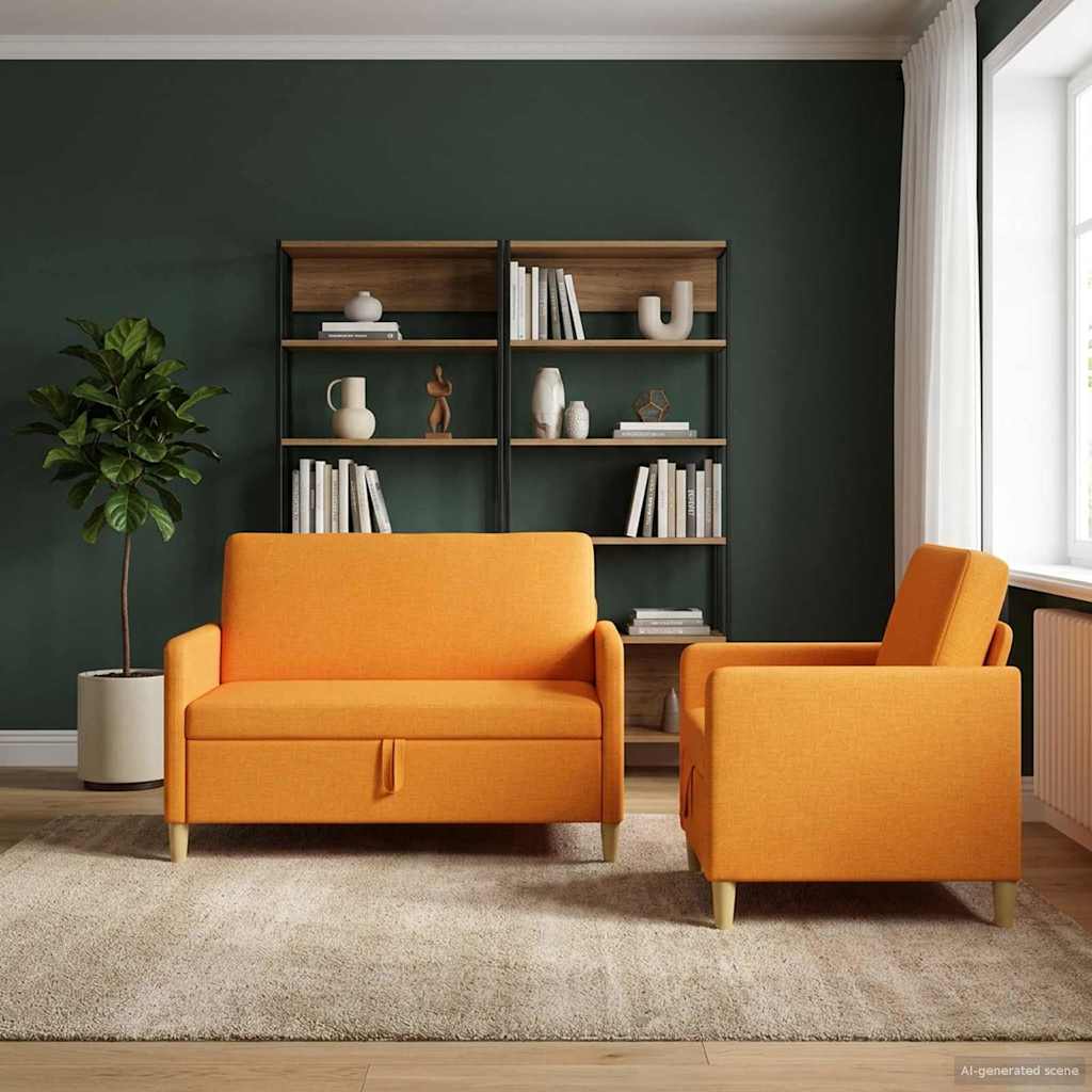 Set di Divani con Storage 2 pcs Giallo Scuro Poliestere | homemem39